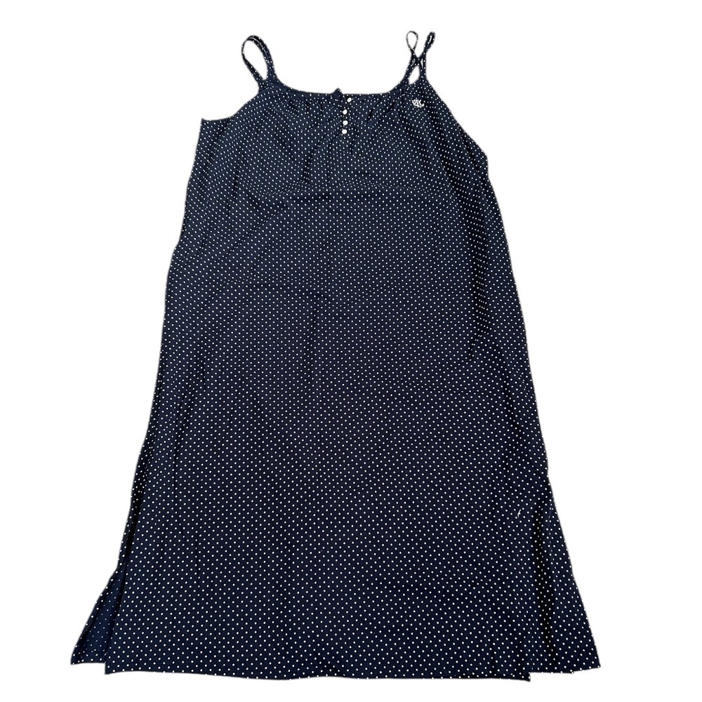 Lauren Ralph Lauren Navy Polka Dot Casual Summer Dress Sz L